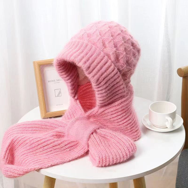 Ensemble bonnet et écharpe tricoté 2 pièces - accessoire hivernal tendance