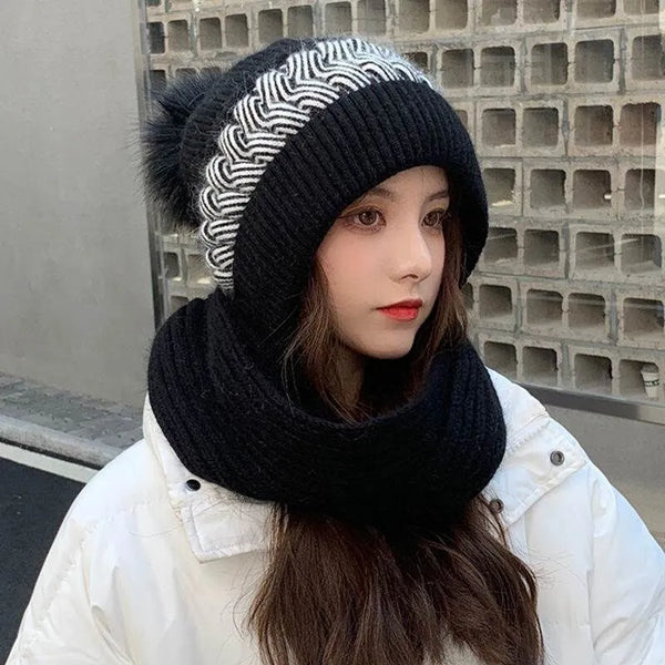 Ensemble bonnet et écharpe tricotés - accessoires d'hiver pour femmes