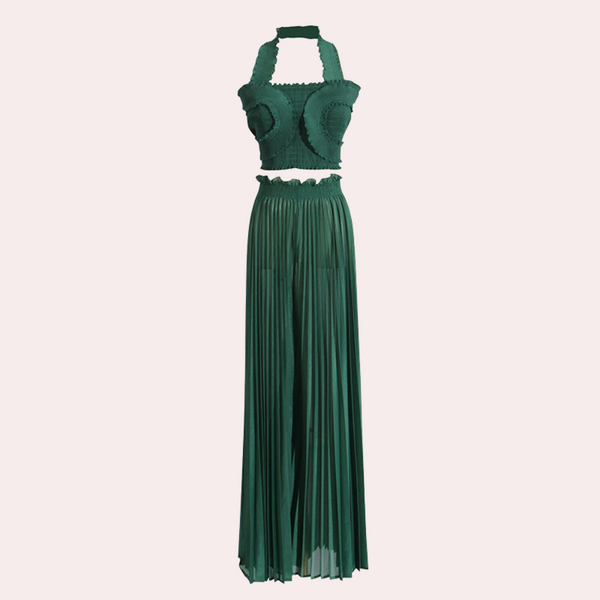 Ensemble contemporain 2 pièces - haut élégant et pantalons plissés