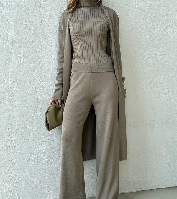 Ensemble coordonné en tricot 3 pièces - mode décontractée pour dames