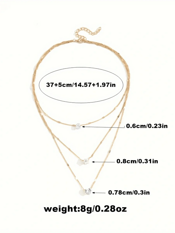 Ensemble de colliers en strass (acrylique) à 3 pièces - bijoux élégants en or pour femmes