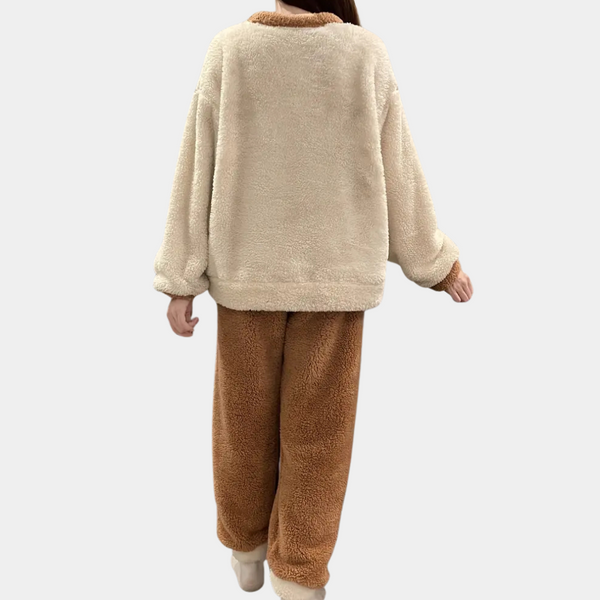 Ensemble de détente en peluche marron - ensemble pyjama femme