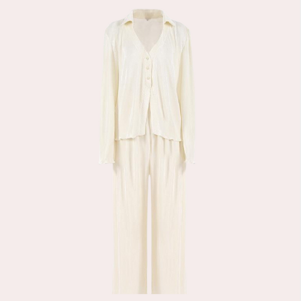 Ensemble de détente plissé en 2 pièces - tenue élégante noire pour femmes