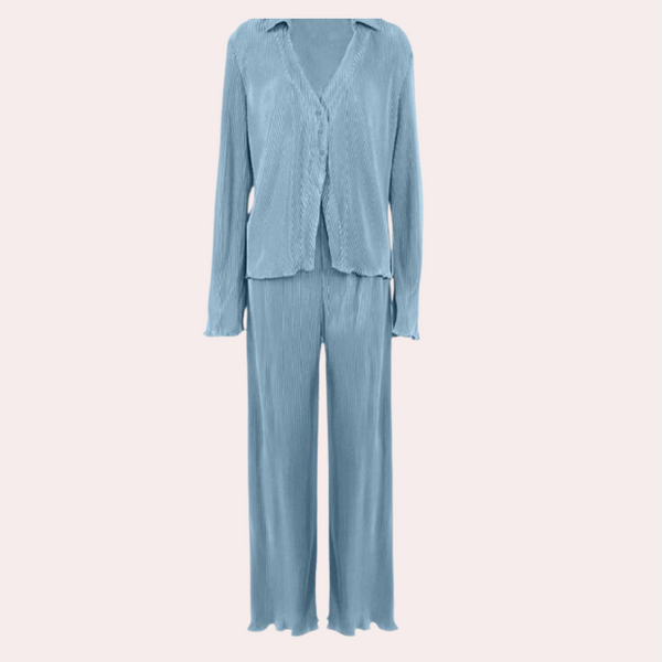 Ensemble de détente plissé en 2 pièces - tenue élégante noire pour femmes