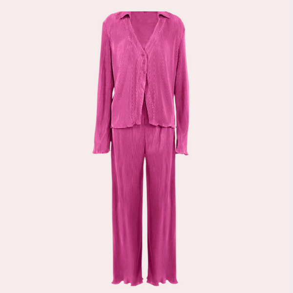 Ensemble de détente plissé en 2 pièces - tenue élégante noire pour femmes