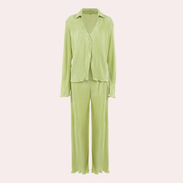 Ensemble de détente plissé en 2 pièces - tenue élégante noire pour femmes