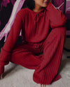 Ensemble de loungewear côtelé en 2 pièces - sweat à capuche et pantalon stylés pour femmes