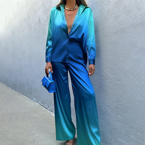 Ensemble de loungewear en satin - composé de 2 pièces pour femmes élégantes