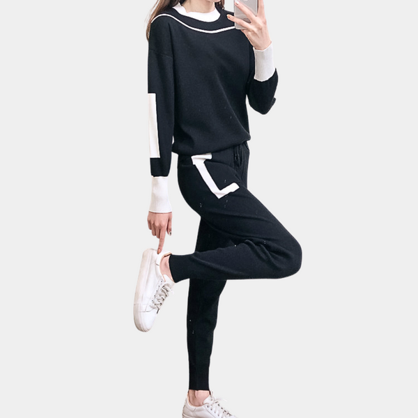 Ensemble de loungewear en tricot 2 pièces - chic pull et pantalon pour femmes