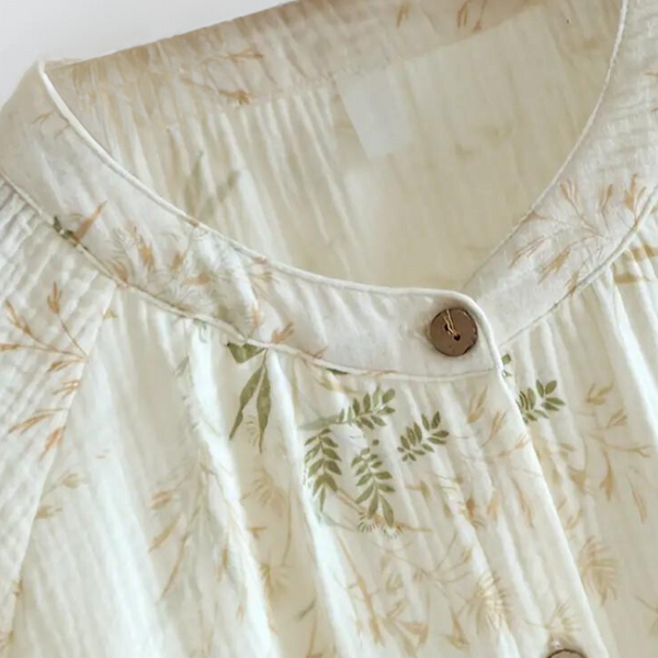 Ensemble de pyjama 2 pièces en coton blanc à imprimé floral - vêtements de nuit pour femmes