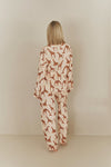 Ensemble de pyjama en coton pour femmes - imprimé girafe beige en 2 pièces