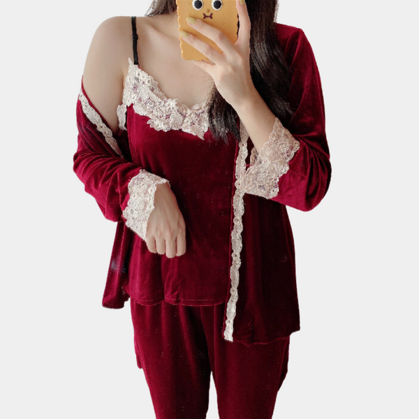 Ensemble de pyjama en velours 2 pièces - élégance féminine