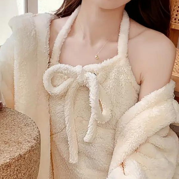 Ensemble de pyjama épais beige - loungewear premium pour femmes