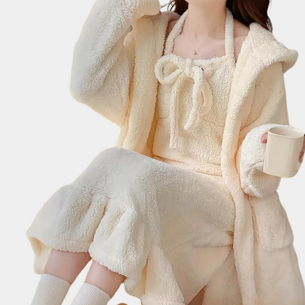 Ensemble de pyjama épais beige - loungewear premium pour femmes