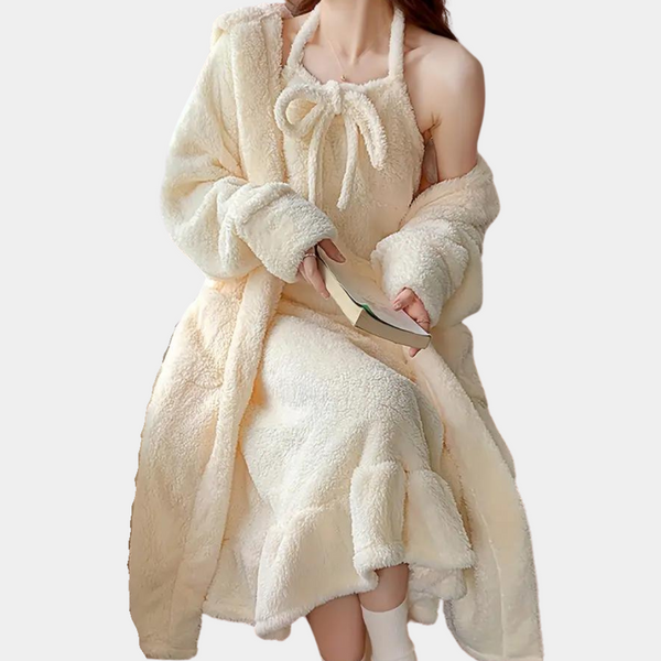 Ensemble de pyjama épais beige - loungewear premium pour femmes