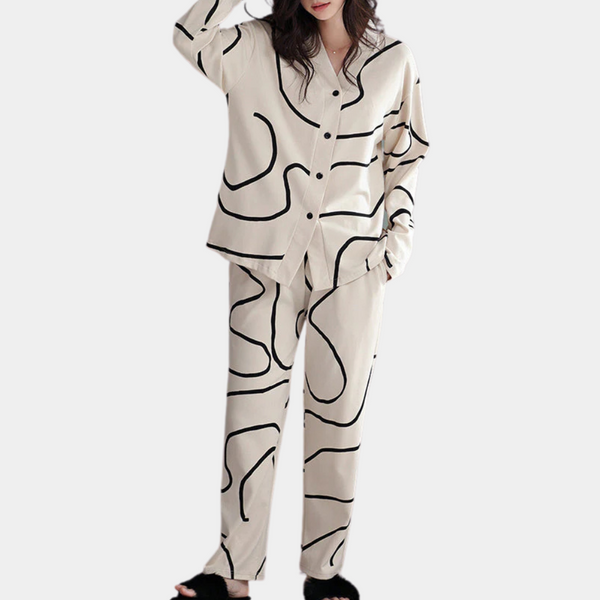 Ensemble de pyjama premium blanc en 2 pièces pour femmes - vêtements d'intérieur chic