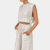 Ensemble en lin 2 pièces - top court élégant et pantalon large