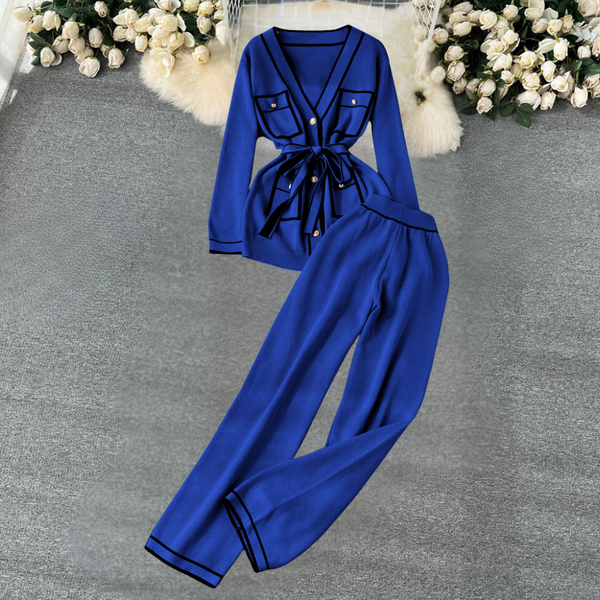 Ensemble lounge 2 pièces - cardigan tricot tendance et pantalon