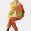 Ensemble lounge en 2 pièces - pyjama en peluche orange pour femmes