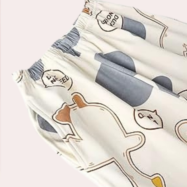 Ensemble pyjama 2 pièces - pyjamas pour femmes crème avec imprimé canard