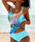 Ensemble tankini 2 pièces pour femmes - maillot de bain à motifs floraux bleus