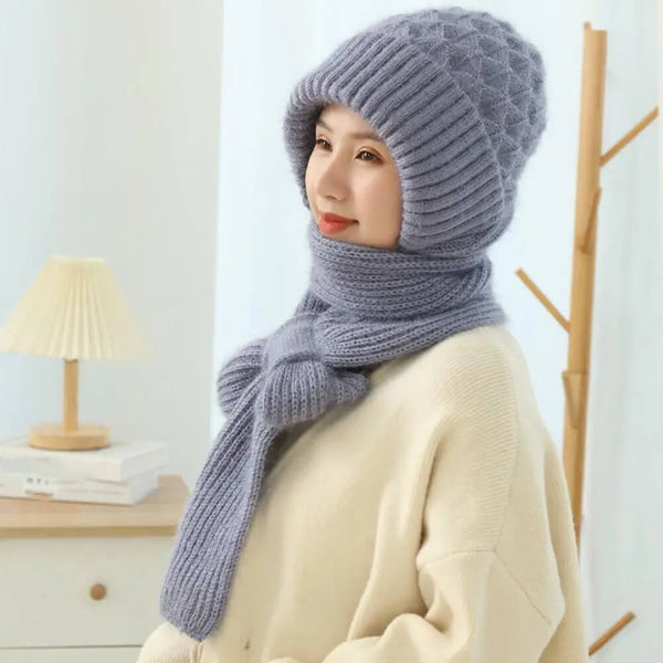 Ensemble tricoté 2 pièces : bonnet et écharpe tendance pour dames