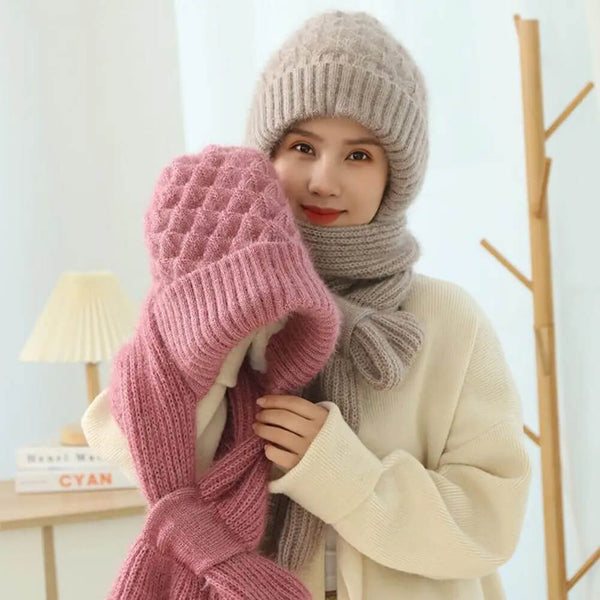 Ensemble tricoté 2 pièces : bonnet et écharpe tendance pour dames