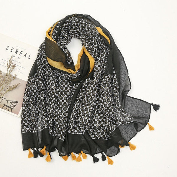 Étole en pashmina fleuri avec franges - châle élégant pour femmes