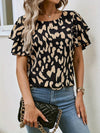 Blouse à imprimé léopard pour femmes à manches courtes - tenue chic et décontractée