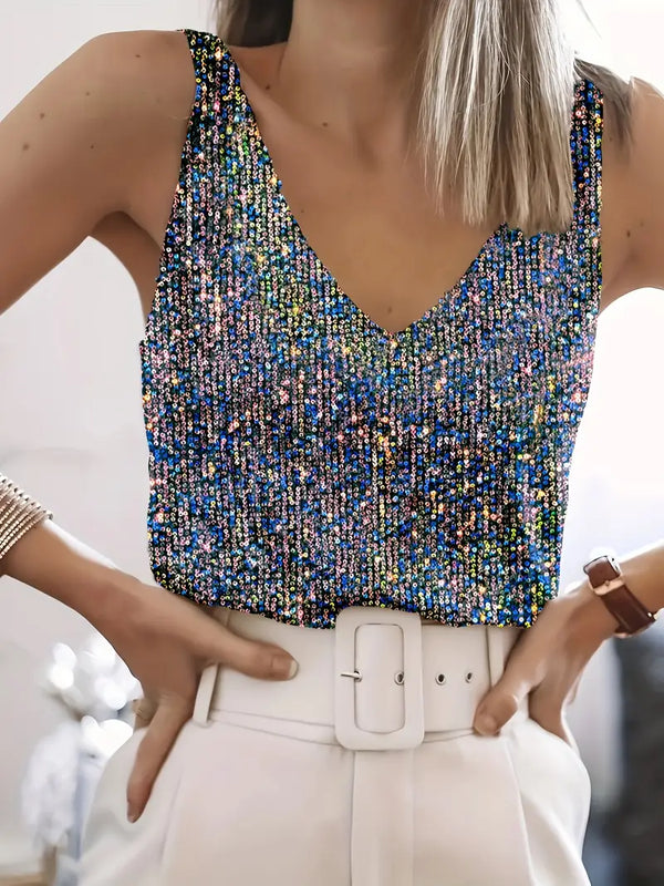 Top à sequins pour femmes - blouse scintillante pour soirées élégantes