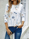 T-shirt à manches longues avec imprimé floral blanc - haut élégant pour femmes