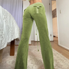 Pantalons flair décontractés pour femmes - tissu léger en vert apaisant pour le quotidien - pour se détendre et les sorties décontractées