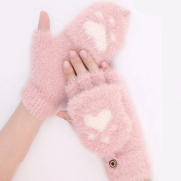 Gant sans doigts - mitaines en fausse fourrure pour femmes