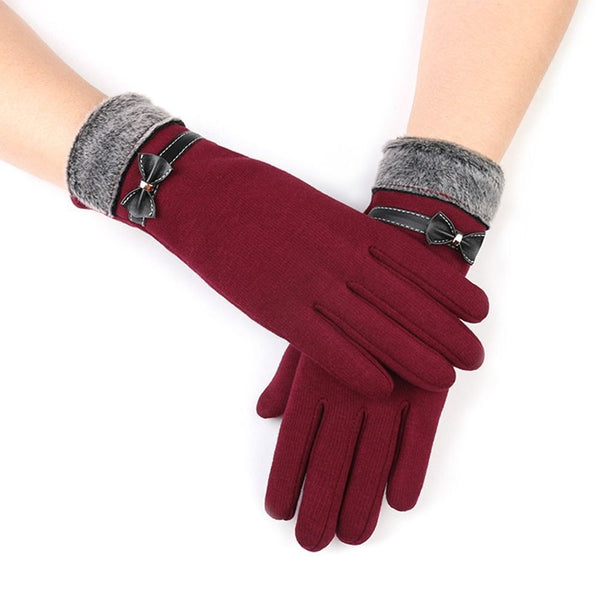 Gants d'hiver - élégants gants doux pour femmes avec bord en fausse fourrure