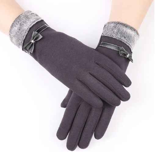 Gants d'hiver - élégants gants doux pour femmes avec bord en fausse fourrure