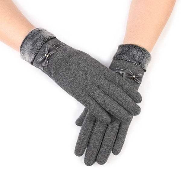 Gants d'hiver - élégants gants doux pour femmes avec bord en fausse fourrure