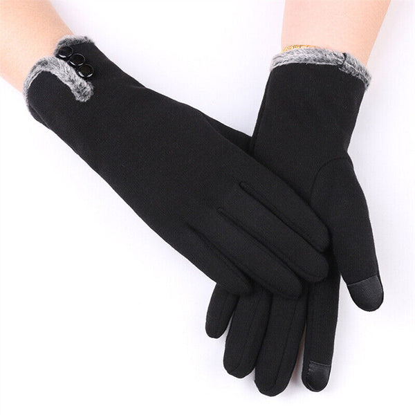 Gants d'hiver - élégants gants doux pour femmes avec bord en fausse fourrure