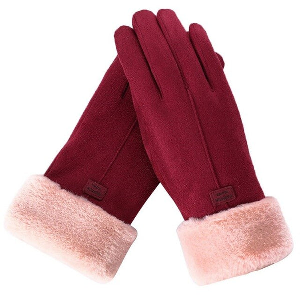 Gants d'hiver - gants tactiles pour femmes avec bord en fausse fourrure