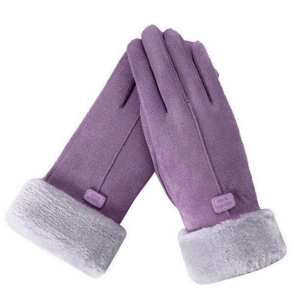 Gants d'hiver - gants tactiles pour femmes avec bord en fausse fourrure