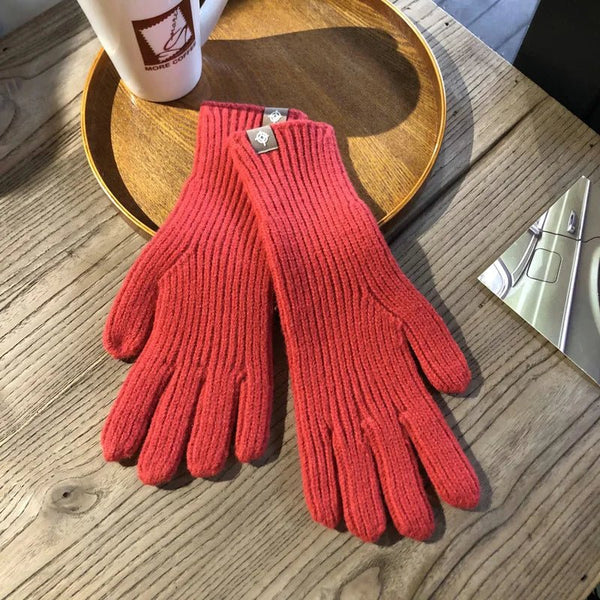 Gants d'hiver pour femmes - gants tricotés côtelés et isolés