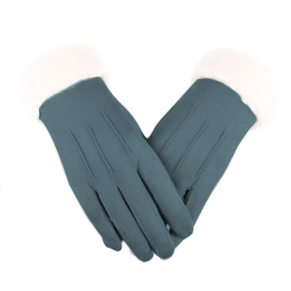 Gants en similicuir (PU) - gants en velours élégants pour femmes avec bord en fourrure