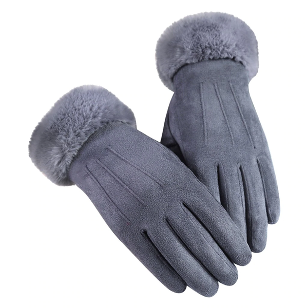 Gants en similicuir (PU) - gants en velours élégants pour femmes avec bord en fourrure