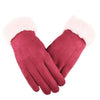 Gants en similicuir (PU) - gants en velours élégants pour femmes avec bord en fourrure
