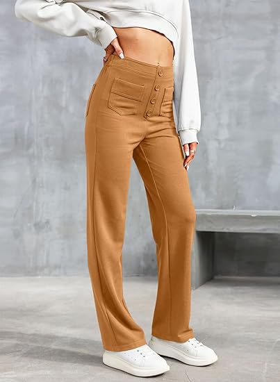 Pantalons larges taille haute pour femmes - tissu doux, coupe décontractée pour un style quotidien