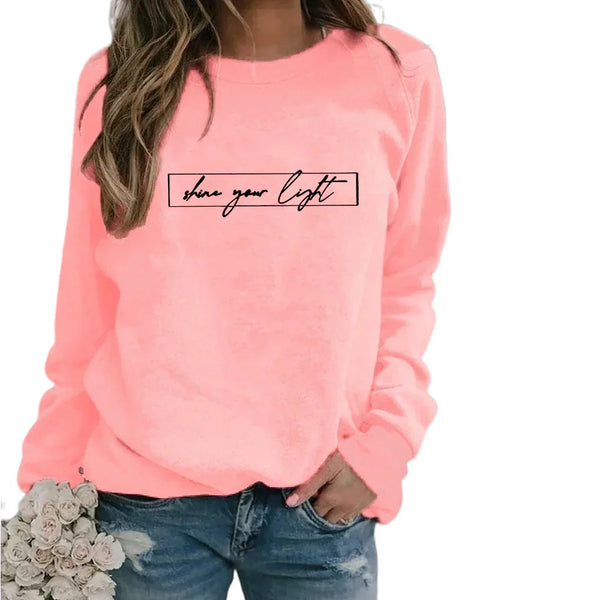 Sweat-shirt en coton avec citation inspirante pour femmes - pull à manches longues casual pour le quotidien