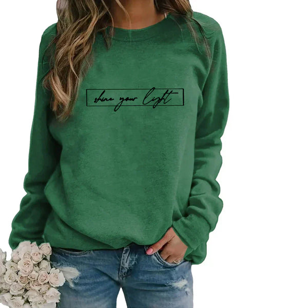 Sweat-shirt en coton avec citation inspirante pour femmes - pull à manches longues casual pour le quotidien