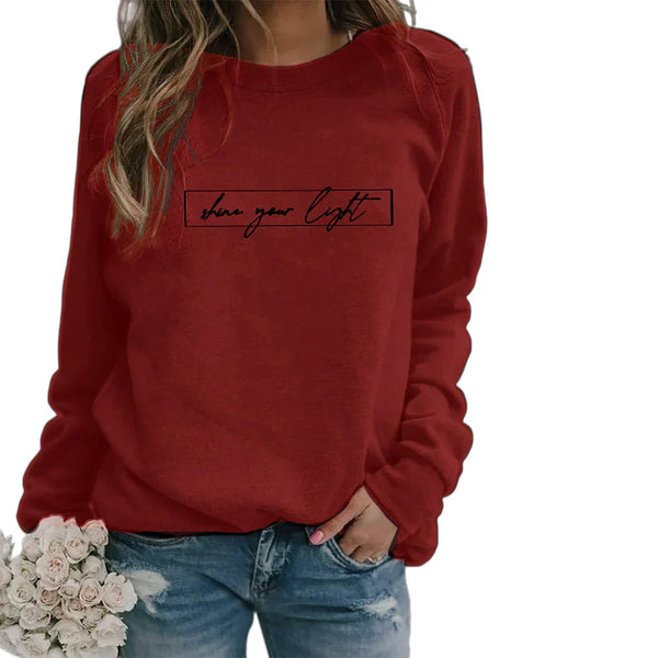 Sweat-shirt en coton avec citation inspirante pour femmes - pull à manches longues casual pour le quotidien