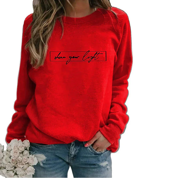 Sweat-shirt en coton avec citation inspirante pour femmes - pull à manches longues casual pour le quotidien