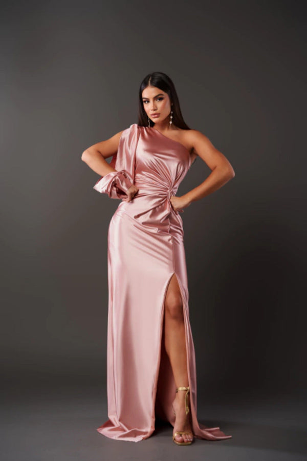 Robe de cocktail femme en satin asymétrique - mode chic pour vos soirées