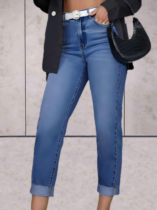 Jean à taille haute - slim fit tendance pour femmes